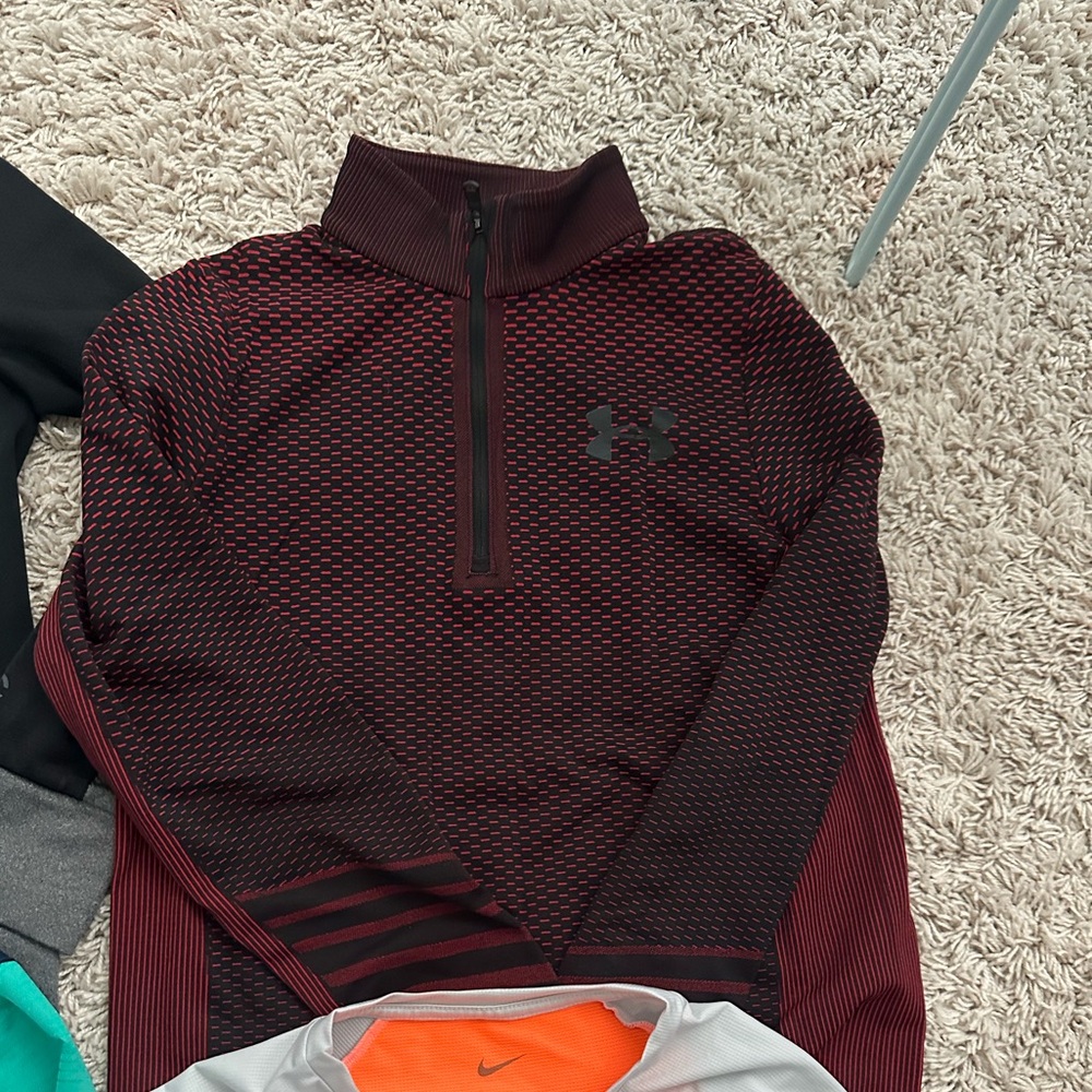 Under Armour Boys Long Sleeve Quarter‑Zip Tops - Teal, Charcoal, Maroon - Picture 2 of 3
